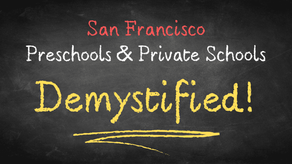 chalkboard image with text san francisco preschools and private schools demystified