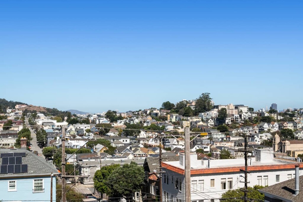 View of Noe Valley and San Francisco hills from a home in Noe Valley sold by Danielle Lazier Vivre Real Estate Agents San Francisco.