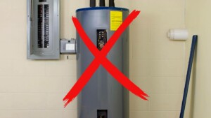 A gas heater appliance which will be prohibited to install in the Bay Area starting in 2027.