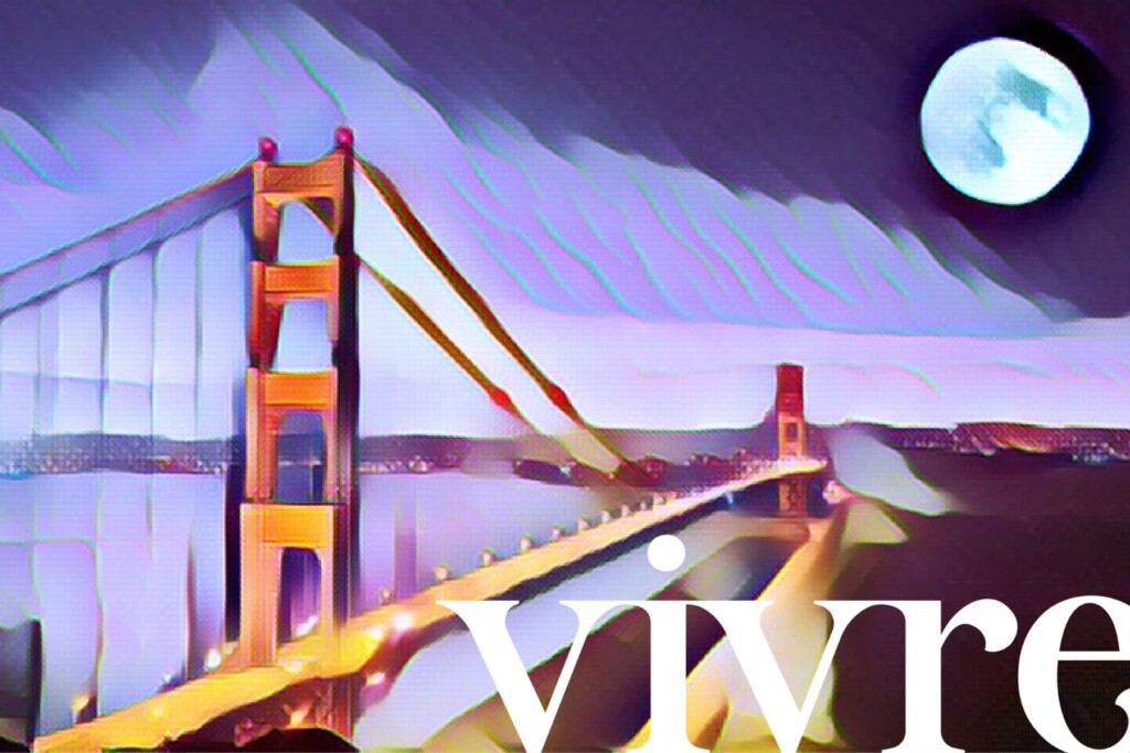 Painting-style image of the Golden Gate Bridge at night created by the best San Francisco realtors