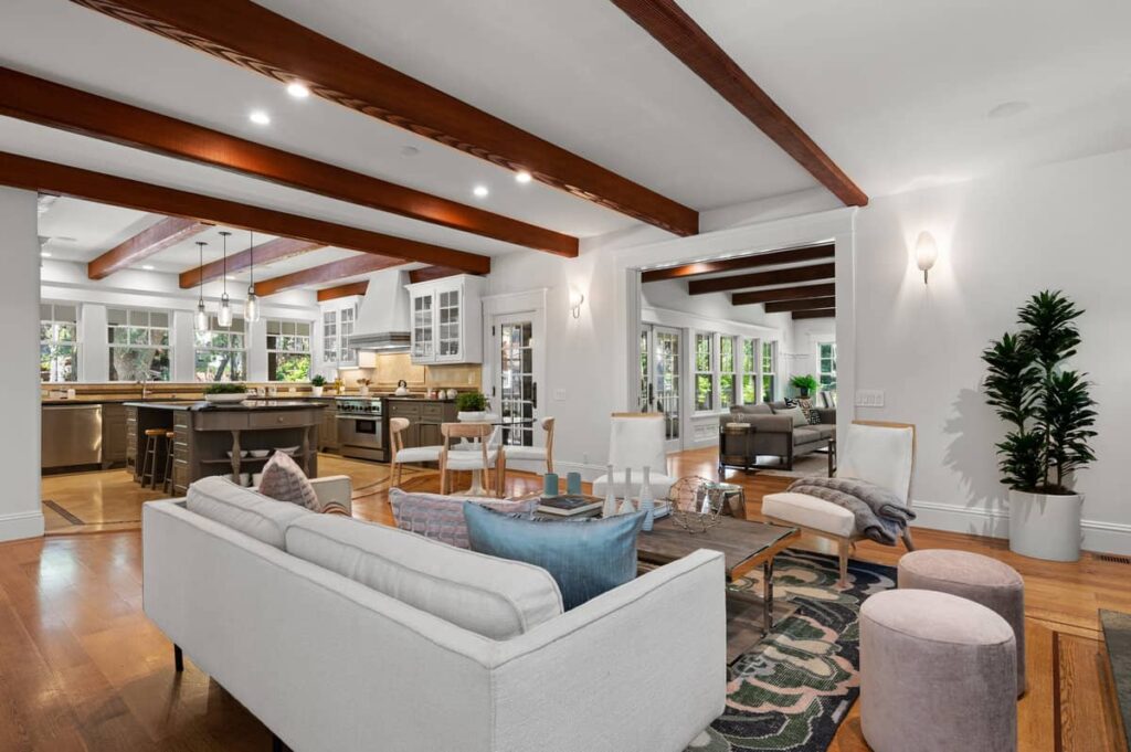 Spacious open-plan interior featuring living, dining, and kitchen areas in a Bay Area home, perfect for those planning to sell a Bay Area home.