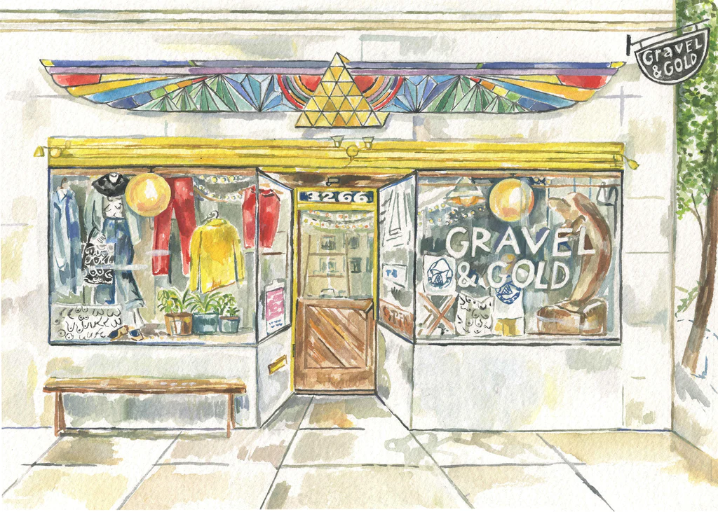 Artist’s Sketch of Gravel & Gold Storefront in the Mission District in San Francisco