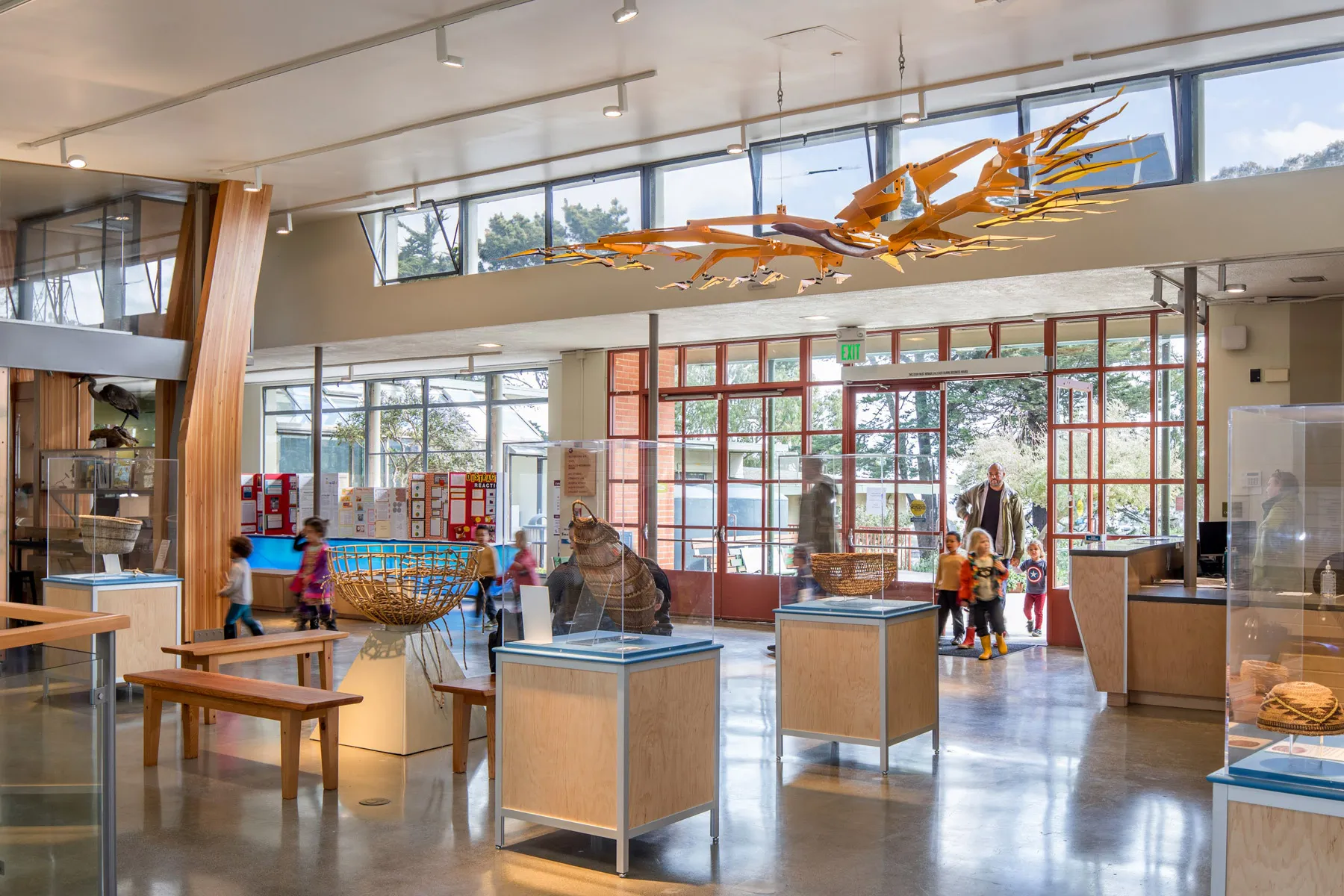 Randall Museum Lobby Featuring Science Displays and Visitors