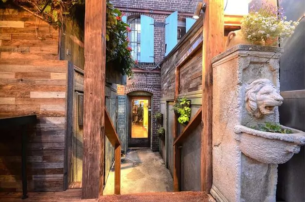Cozy Brick Entrance Down Stairs Into Zazie in Cole Valley San Francisco