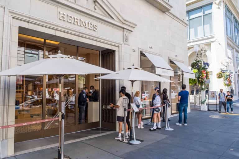 Exterior View of Hermes Storefront at Union Square in San Francisco