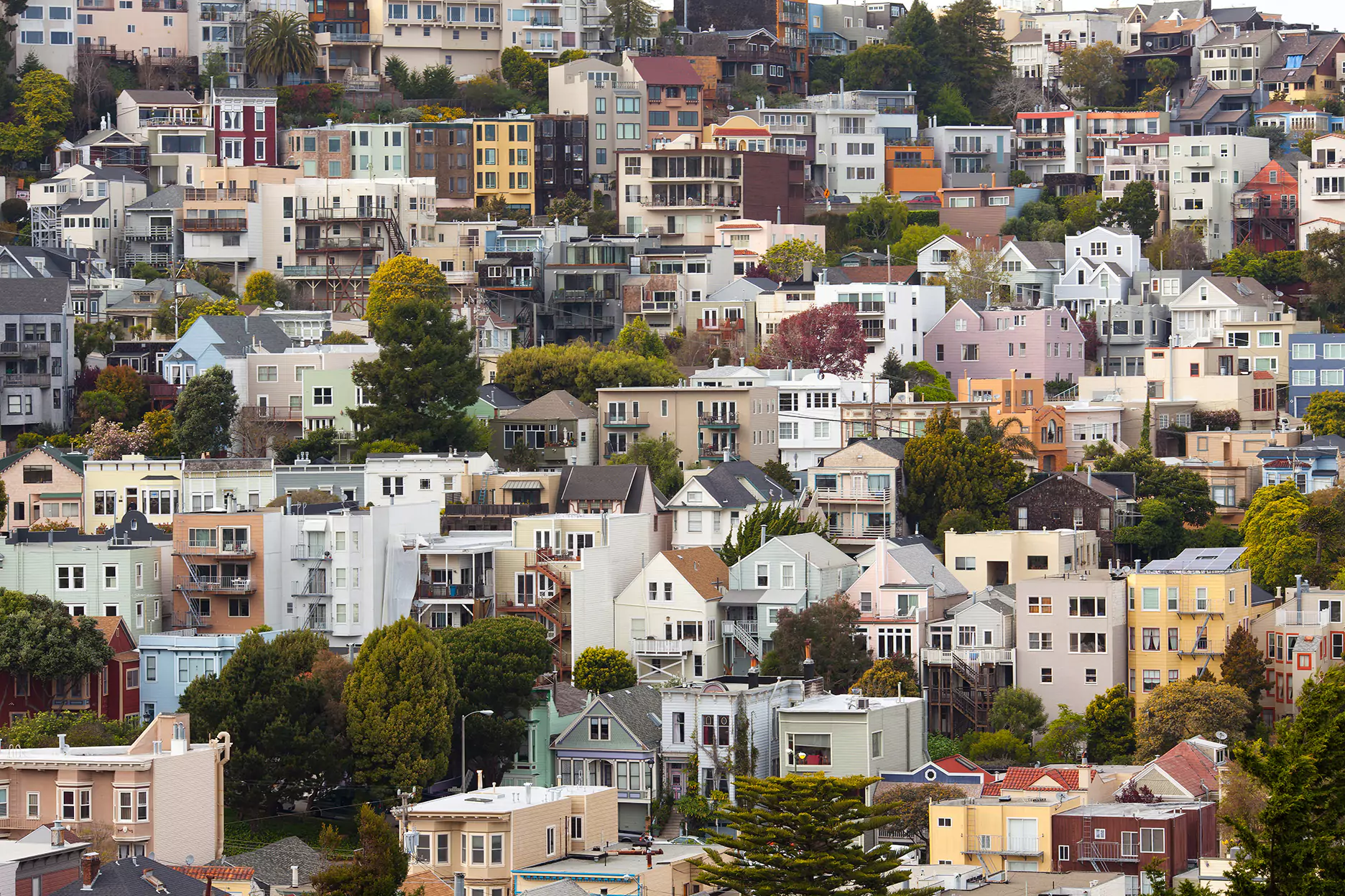 houses on twin peaks neighborhood san francisco california usa