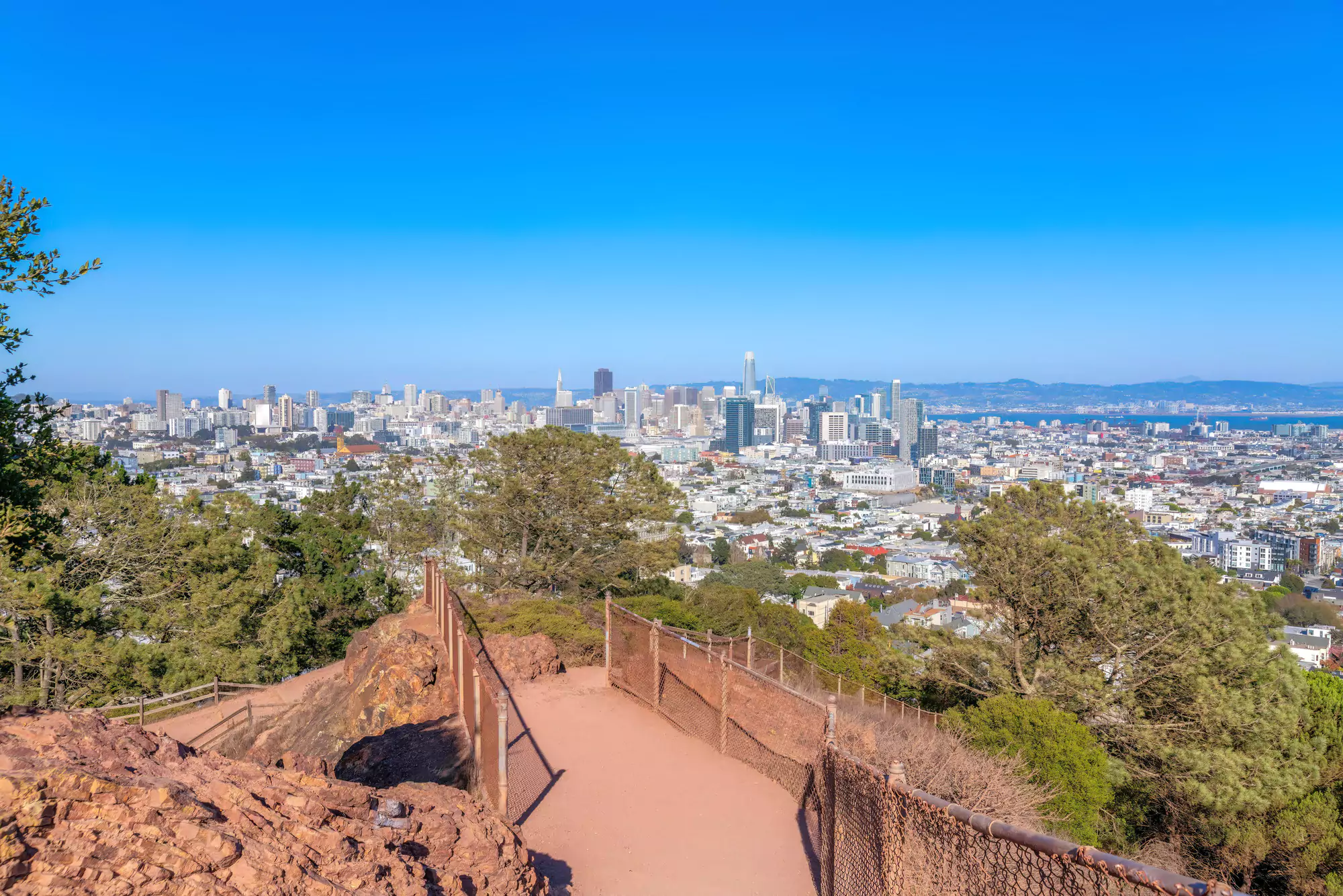 overloooking view from corona heights park of downtown san francisco california